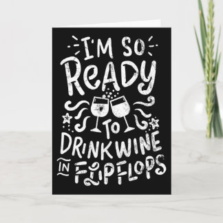 Vakantie Shirt Zomer Wijn T-shirt Flip Flops Manne Kaart