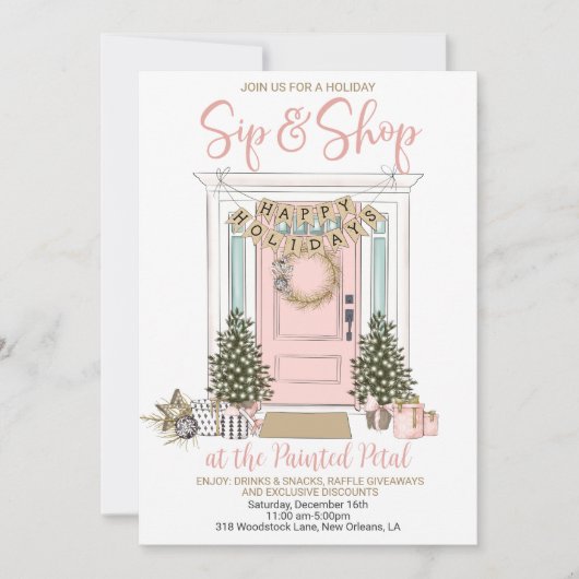 Vakantie Sip en Shop Kaart (Voorkant)