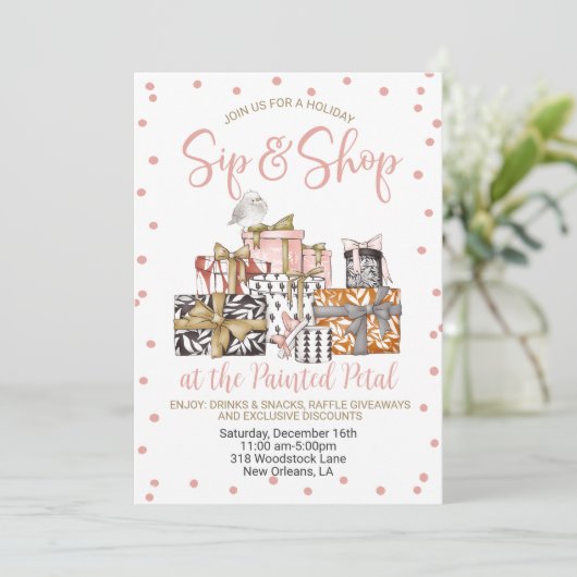 Vakantie Sip en Shop Kaart (Staand voorkant)