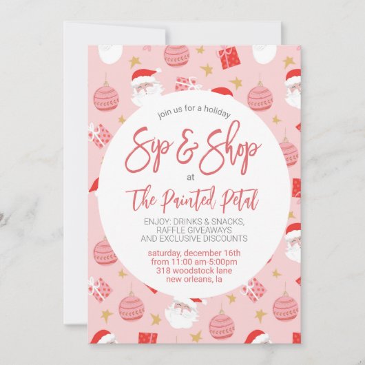 Vakantie Sip en Shop Kaart (Voorkant)