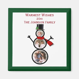Vakantie Sneeuwman Fotosjabloon om te personaliser Magneet