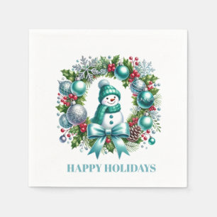 Vakantie Sneeuwman Krans Papieren servetten