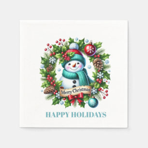 Vakantie Sneeuwman Krans Papieren servetten
