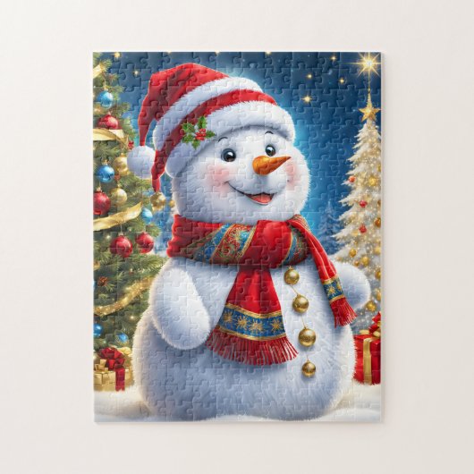 Vakantie sneeuwman spel puzzel (Verticaal)