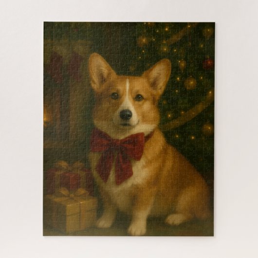 Vakantie Spel Nacht Elegante Kerst Corgi Legpuzzel (Verticaal)