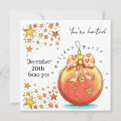 Vakantie Sterren en Schattige Ornament Party Kaart (Voorkant)