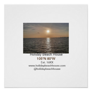 Vakantie strand oceaan huis lengtegraad breedtegra perfect poster