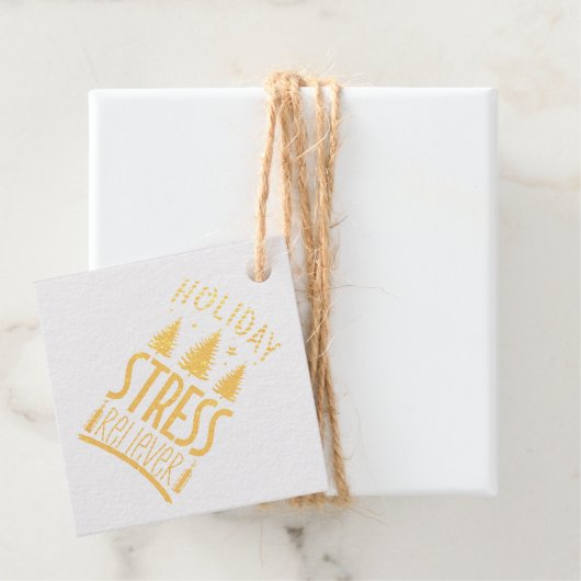 Vakantie Stress Reliever Gold Bedankjes Labels (Met doos)