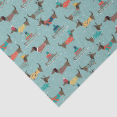 Vakantie teckels met geschenken en sleeën patroon tissuepapier (Detail)