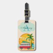 Vakantie Tijd Zomer Strand Thema gepersonaliseerd Bagagelabel (Voorkant verticaal)