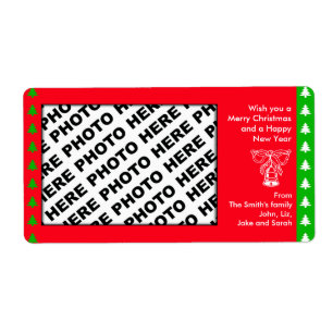 Vakantie toevoegen Familie Foto Label Bell Red