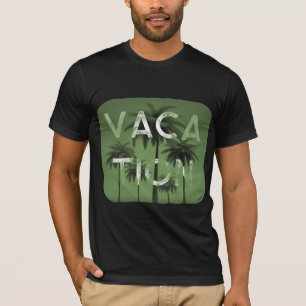 Vakantie Typografie Grafisch Groen Wit T-shirt