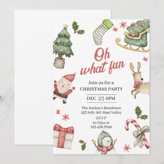 Vakantie uitnodiging, vakantie feest, kerst deel kaart (Voorkant / Achterkant)