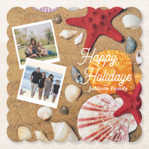 Vakantie van de tropische zeekust langs de kust va kartonnen onderzetters