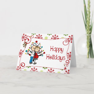 Vakantie van Kerstmis van het Paar van het Cijfer Feestdagen Kaart