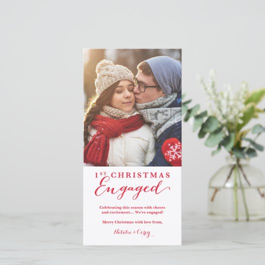 Vakantie Verloving Fotokaart Feestdagenkaart (Staand voorkant)