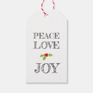 Vakantie VREDE LIEFDE VREUGDE Kerst Holly Feest Cadeaulabel