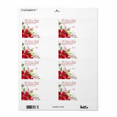 Vakantie Waterverf Floral Poinsettia Red Mailing Etiket (Full Sheet)
