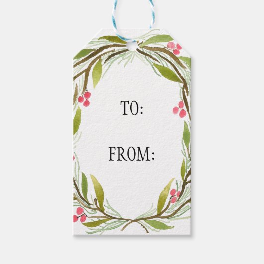 Vakantie Waterverf krans cadeau Labels Cadeaulabel (Voorkant)