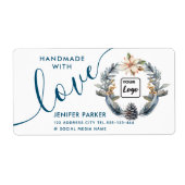 Vakantie waterverf poinsettia handgemaakt met lief etiket (Voorkant)