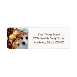 Vakantie Welsh Corgi met Ornamenten Etiket