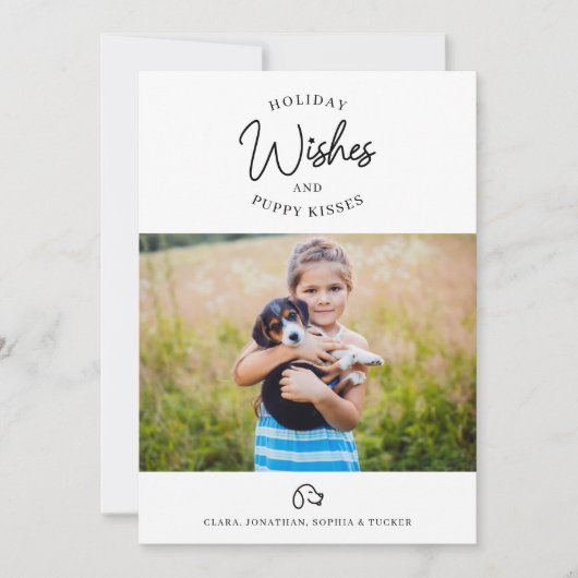 Vakantie wensen, puppy hond kussen foto huisdier e feestdagenkaart (Voorkant)