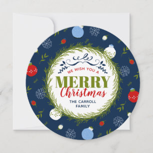 Vakantie Whimsy Ronde Kerstmis Fotokaart Feestdagenkaart