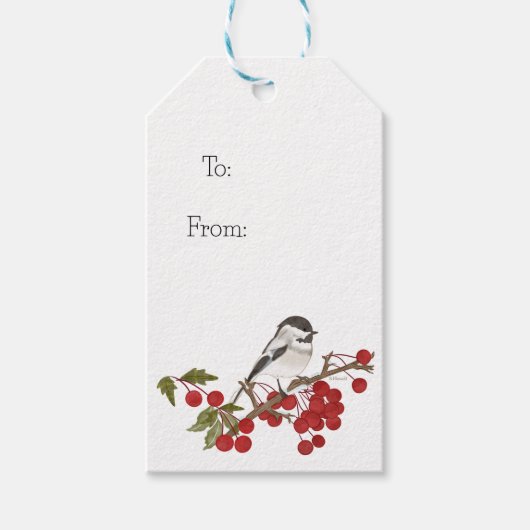 Vakantie Winter Bird Gift Label Cadeaulabel (Voorkant)