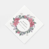 Vakantie Winter Bloemenkrans Monogram Papier Servet (Hoek)