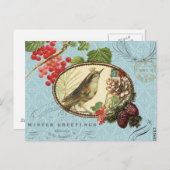 vakantie-winter vogel-Briefkaart Feestdagenkaart (Voorkant / Achterkant)