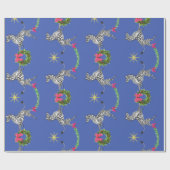 Vakantie zebras op blauw cadeaupapier (Vlak)