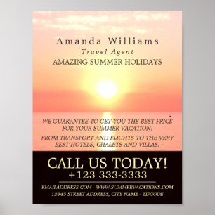 Vakantie Zonsondergang, Reisbureau Adverteren Poster