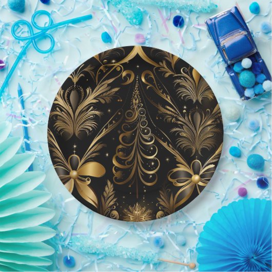  vakantie zwart en goud papieren bordje (Feest)