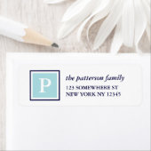 Vakantieadres Label Square Monogram Navy (Insitu)