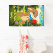 Vakantiebanner: kleurrijk paaskonijn spandoek (Insitu)