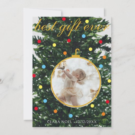 Vakantieboom en Ornament Geboorte Aankondiging (Voorkant)