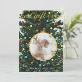 Vakantieboom en Ornament Geboorte Aankondiging (Staand voorkant)