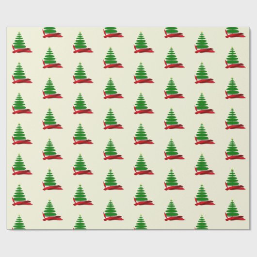 Vakantieboom met rood lint Kerstmis Cadeaupapier (Vlak)
