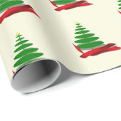 Vakantieboom met rood lint Kerstmis Cadeaupapier (Rol Hoek)