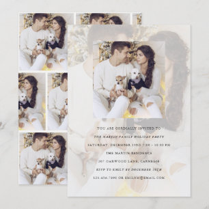 Vakantiedag Partij Multi Foto Uitnodiging met Bekl