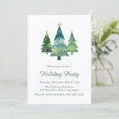 Vakantiedag van de moderne Waterverf met kerstbome Kaart (Staand voorkant)