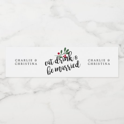 Vakantiedagen Drink en kerstfeestdagen Waterfles Etiket (Enkel label)