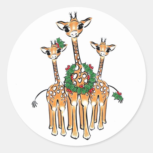 Vakantiedagen Giraffes Ronde Sticker (Voorkant)