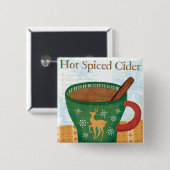 Vakantiedagen Mok met hot-pluggable cider Vierkante Button 5,1 Cm (Voorkant /achterkant)