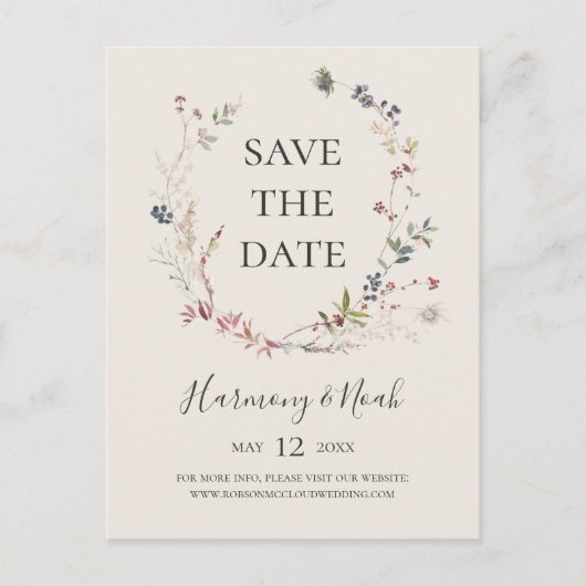 Vakantiedesign botanisch | Champagne save the date Uitnodiging Briefkaart (Voorkant)