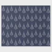 Vakantiedrukpapier Silver Tree Navy Cadeaupapier (Vlak)