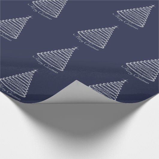 Vakantiedrukpapier Silver Tree Navy Cadeaupapier (Hoek)