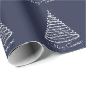Vakantiedrukpapier Silver Tree Navy Cadeaupapier (Rol Hoek)