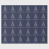 Vakantiedrukpapier Silver Tree Navy Cadeaupapier (Vlak)