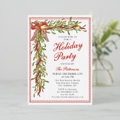 Vakantiefeest Mistletoe Bow Modern Kerstfeest Folie Uitnodiging (Staand Voorkant)